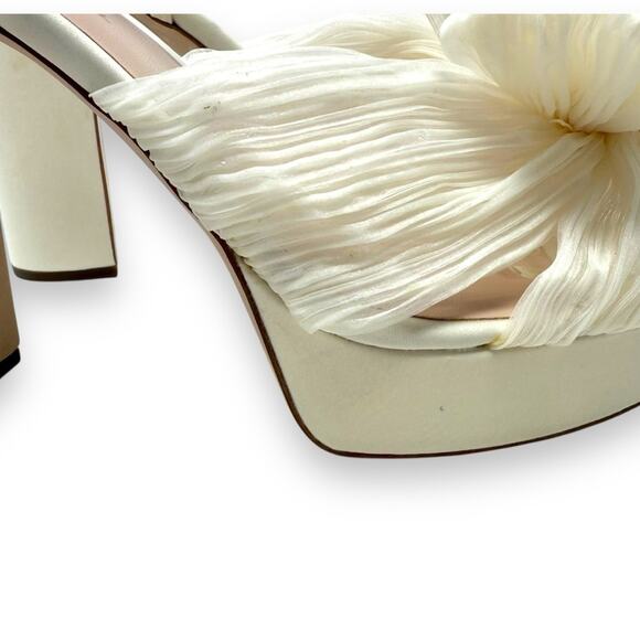 NWOT Loeffler Randall Natalia Pleat Knot Slip On Platform Sandal White 10 Womens - Picture 11 of 15